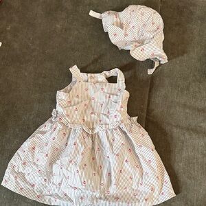 Carters Striped Anchor Sundress with Matching Hat - White & Red